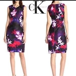 Calvin Klein Purple Pink Asymmetrical Sheath Dress